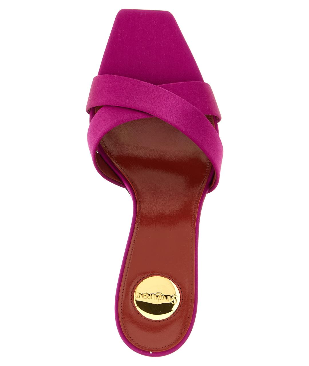 SAINT LAURENT Фуксия текстильные мюли, фото 4
