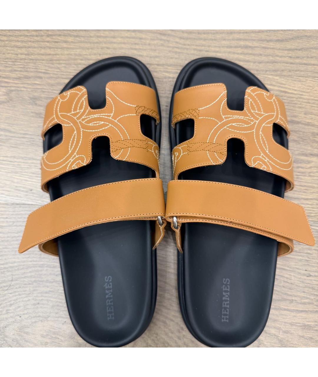 HERMES Коричневые кожаные сандалии, фото 3