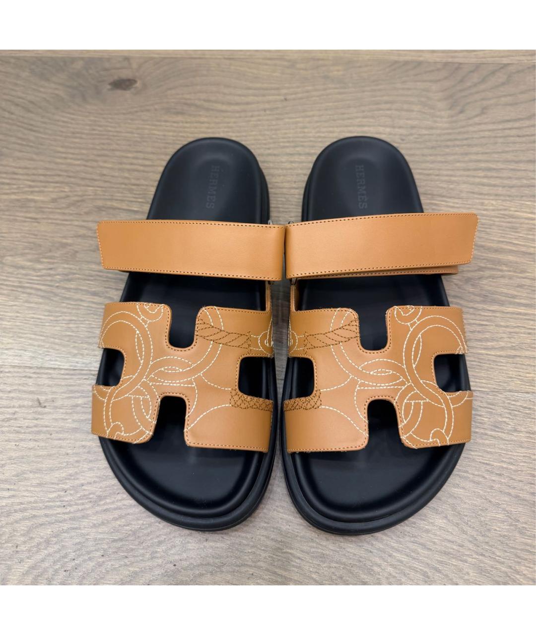 HERMES Коричневые кожаные сандалии, фото 2