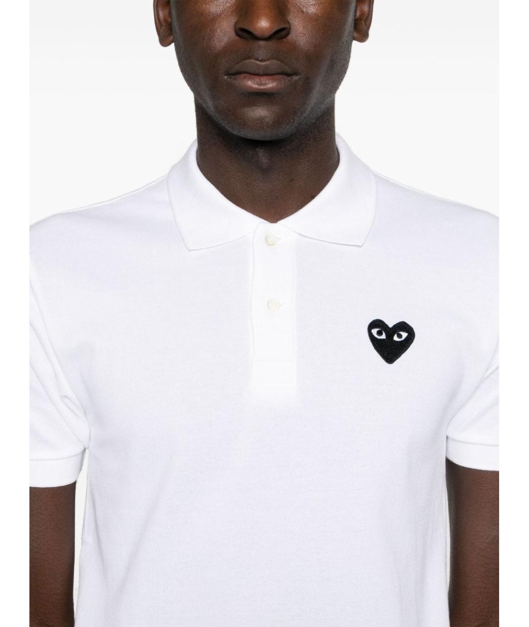 COMME DES GARÇONS Белое хлопковое поло с коротким рукавом, фото 4