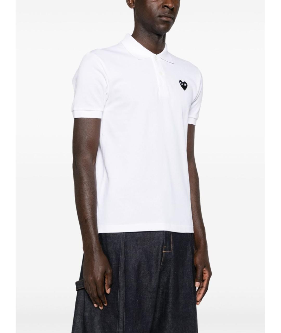 COMME DES GARÇONS Белое хлопковое поло с коротким рукавом, фото 3