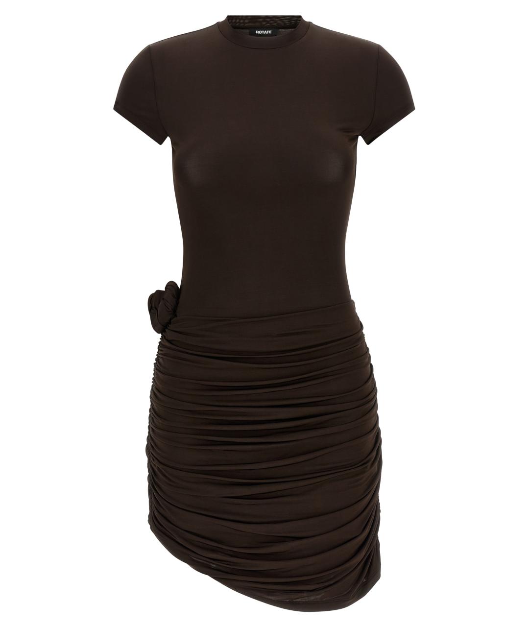 ROTATE Коричневое вискозное коктейльное платье, фото 1