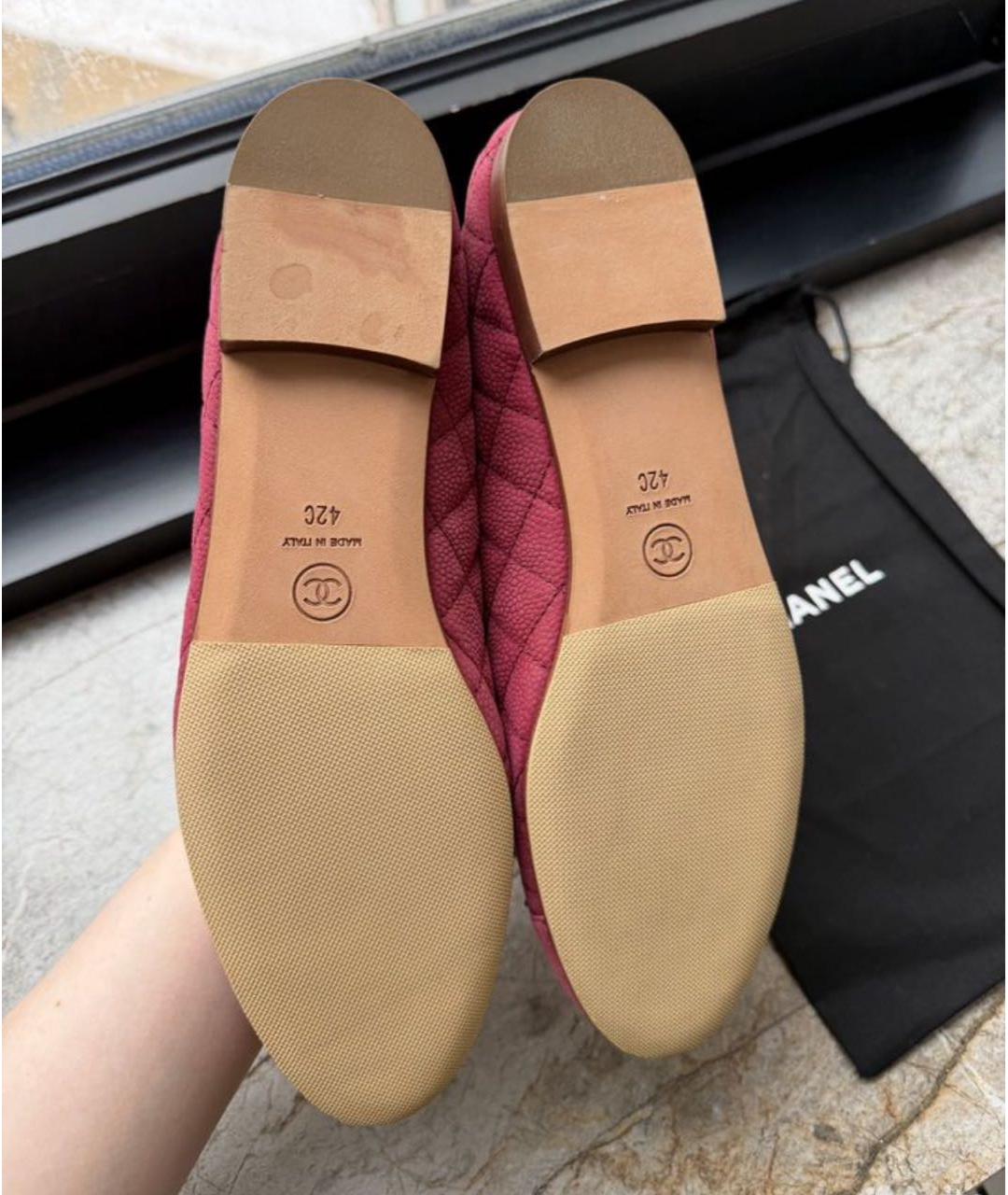 CHANEL Бордовые кожаные балетки, фото 4