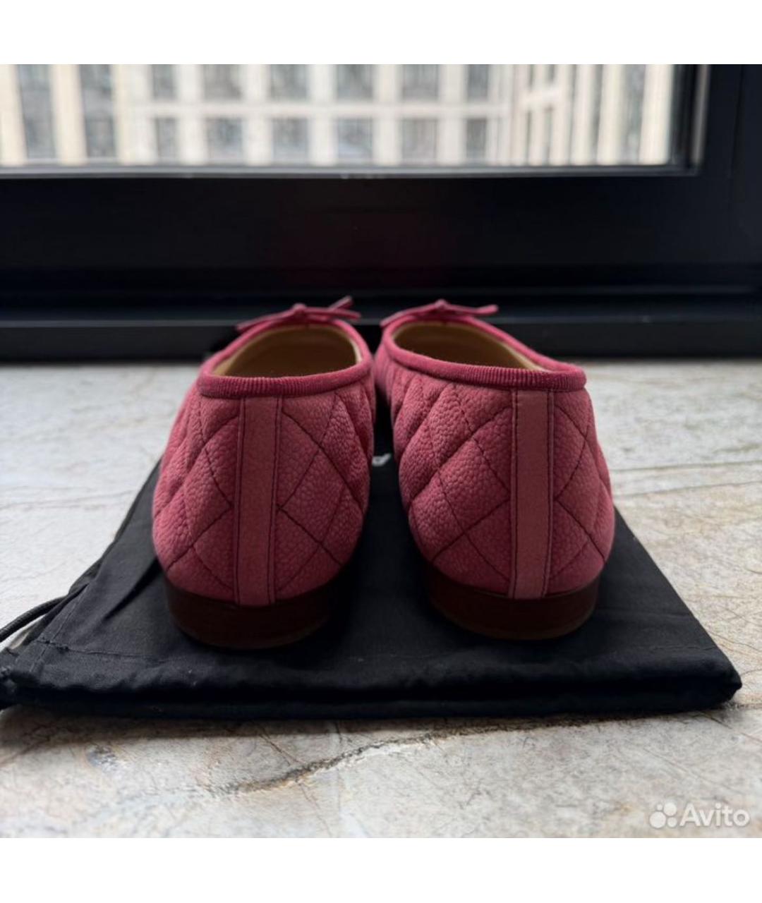 CHANEL Бордовые кожаные балетки, фото 6