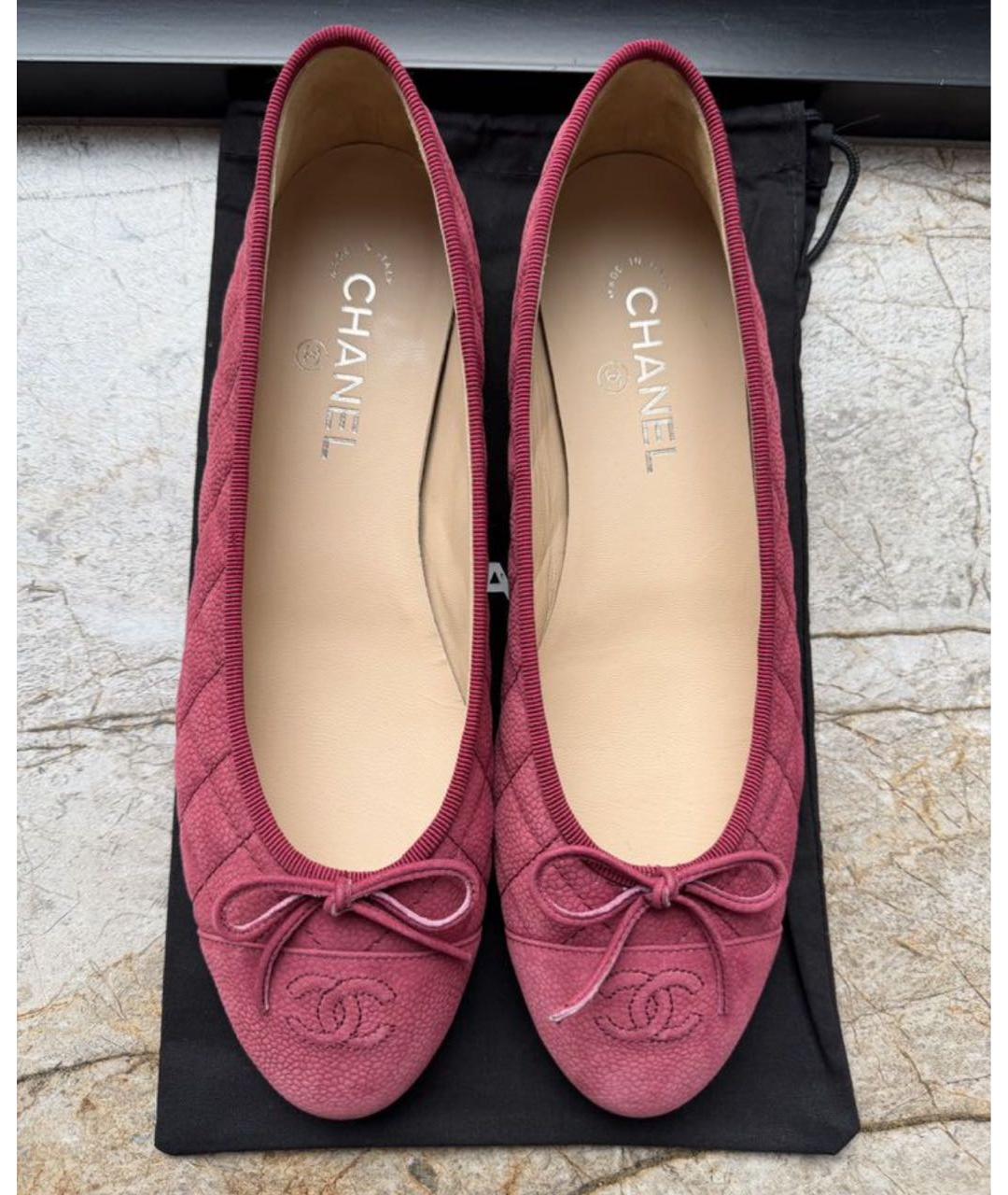 CHANEL Бордовые кожаные балетки, фото 2