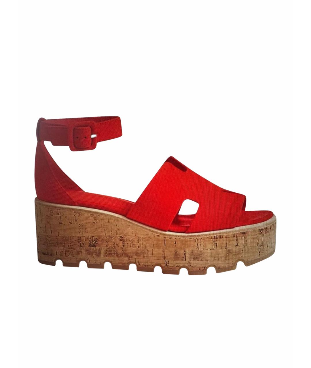 HERMES Коралловые замшевые босоножки, фото 1