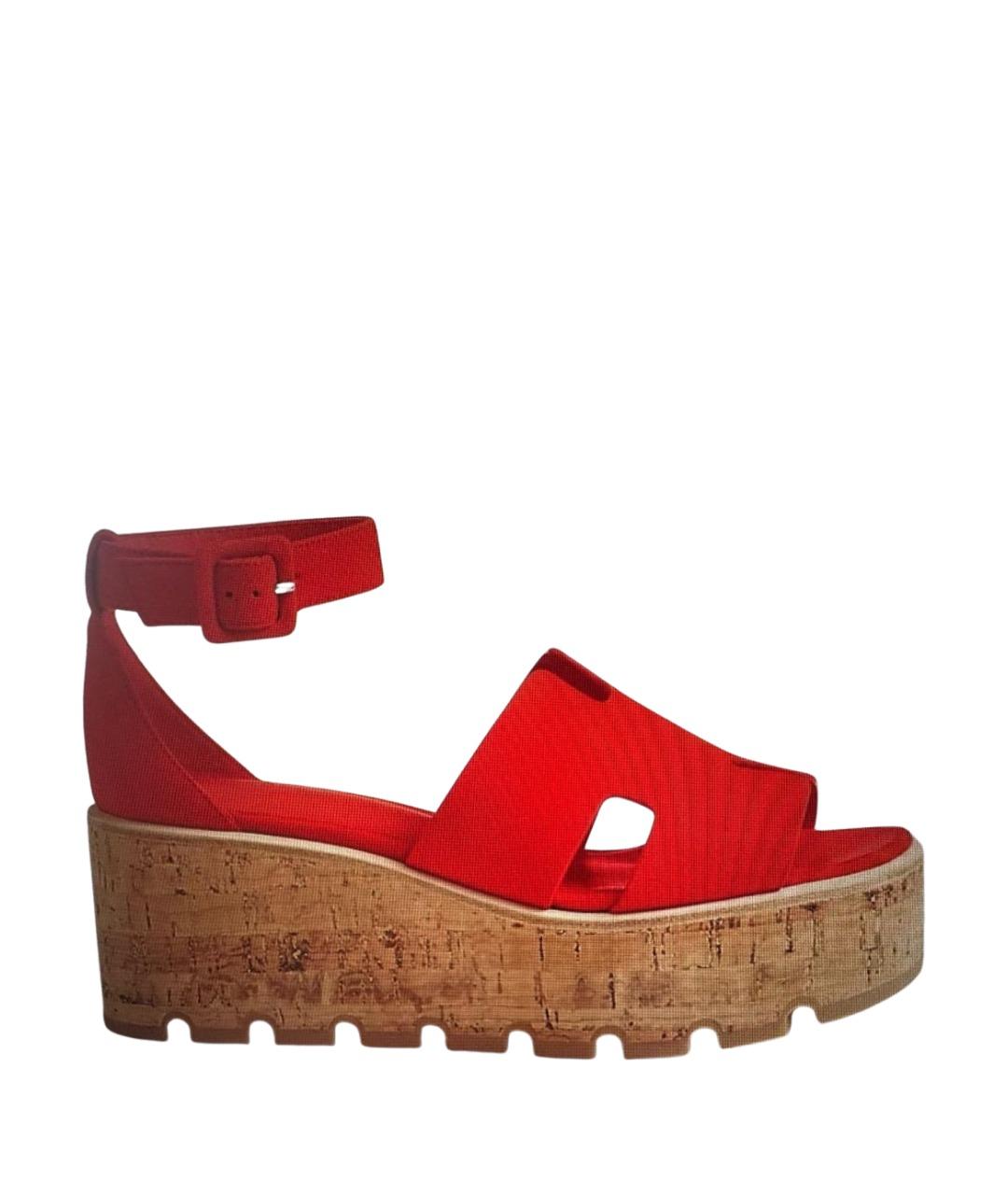 HERMES Коралловые замшевые босоножки, фото 9