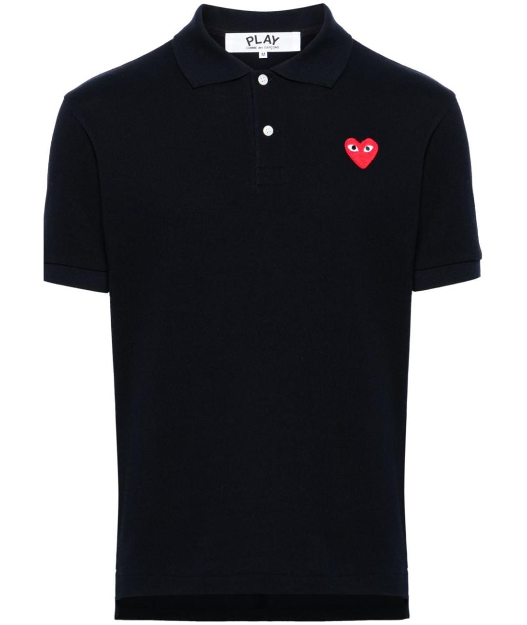 COMME DES GARÇONS Темно-синее хлопковое поло с коротким рукавом, фото 1