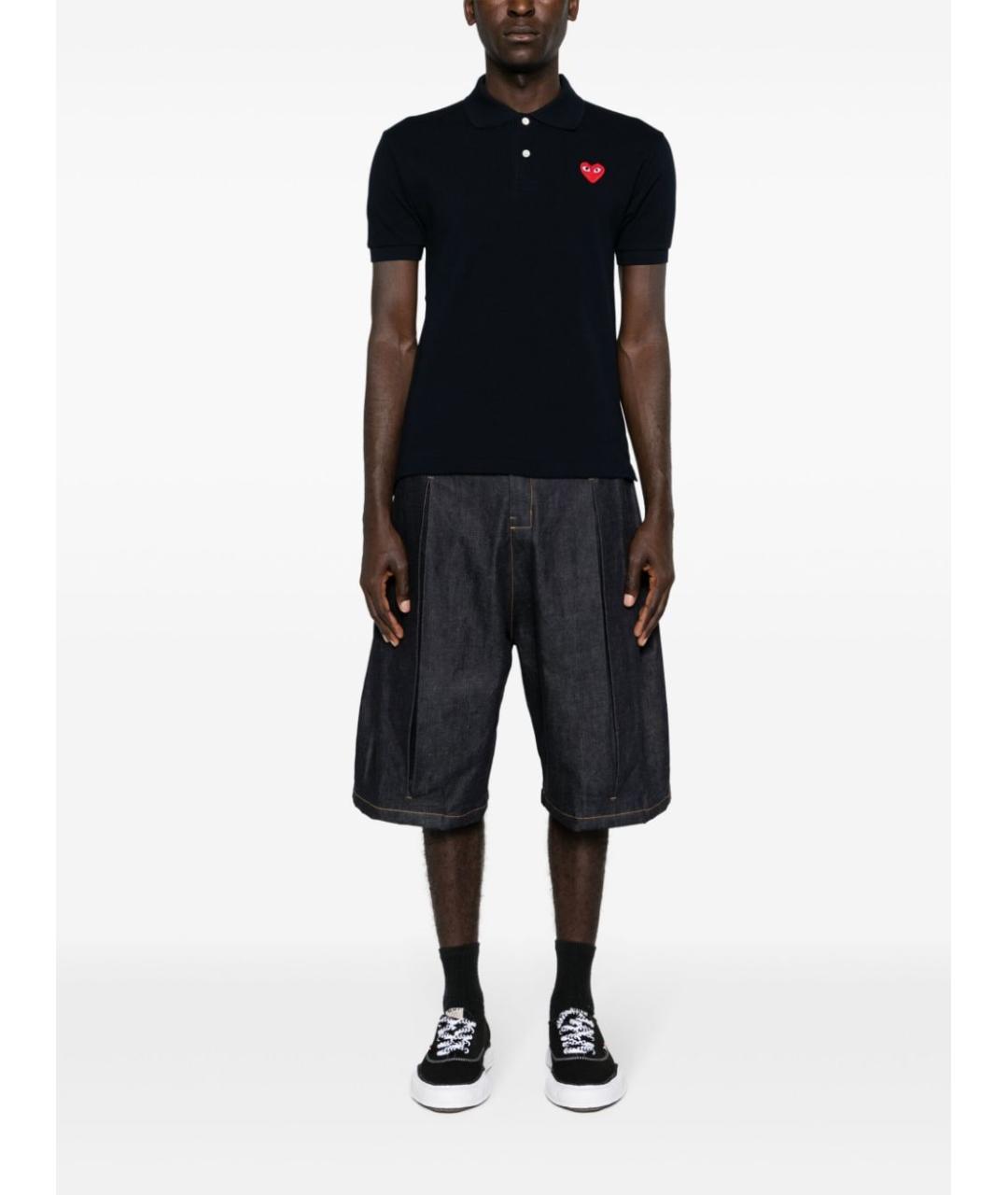 COMME DES GARÇONS Темно-синее хлопковое поло с коротким рукавом, фото 2