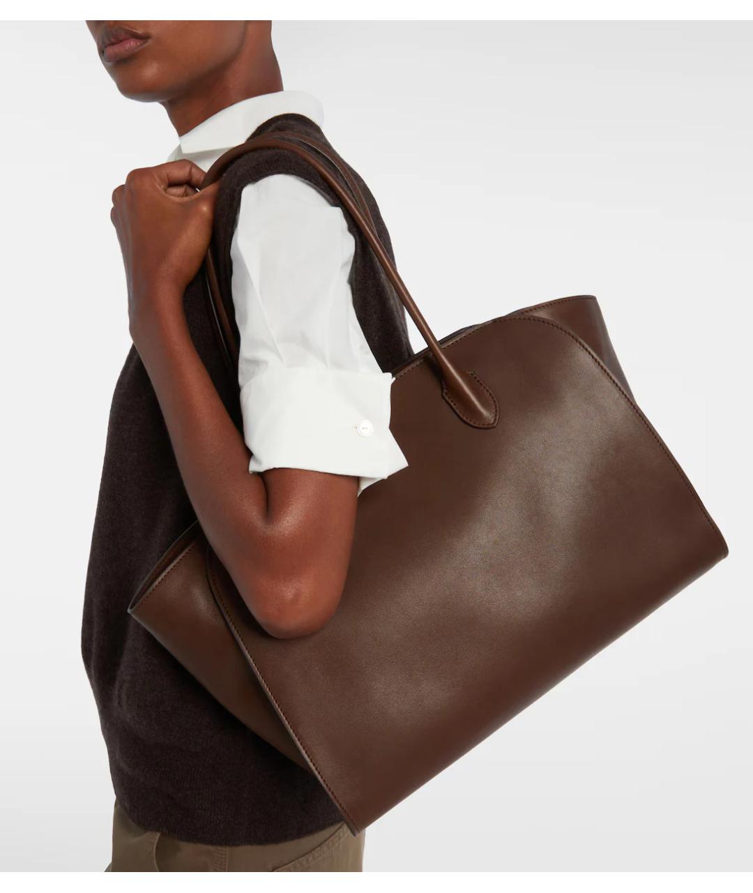 THE ROW Коричневая кожаная сумка тоут, фото 3