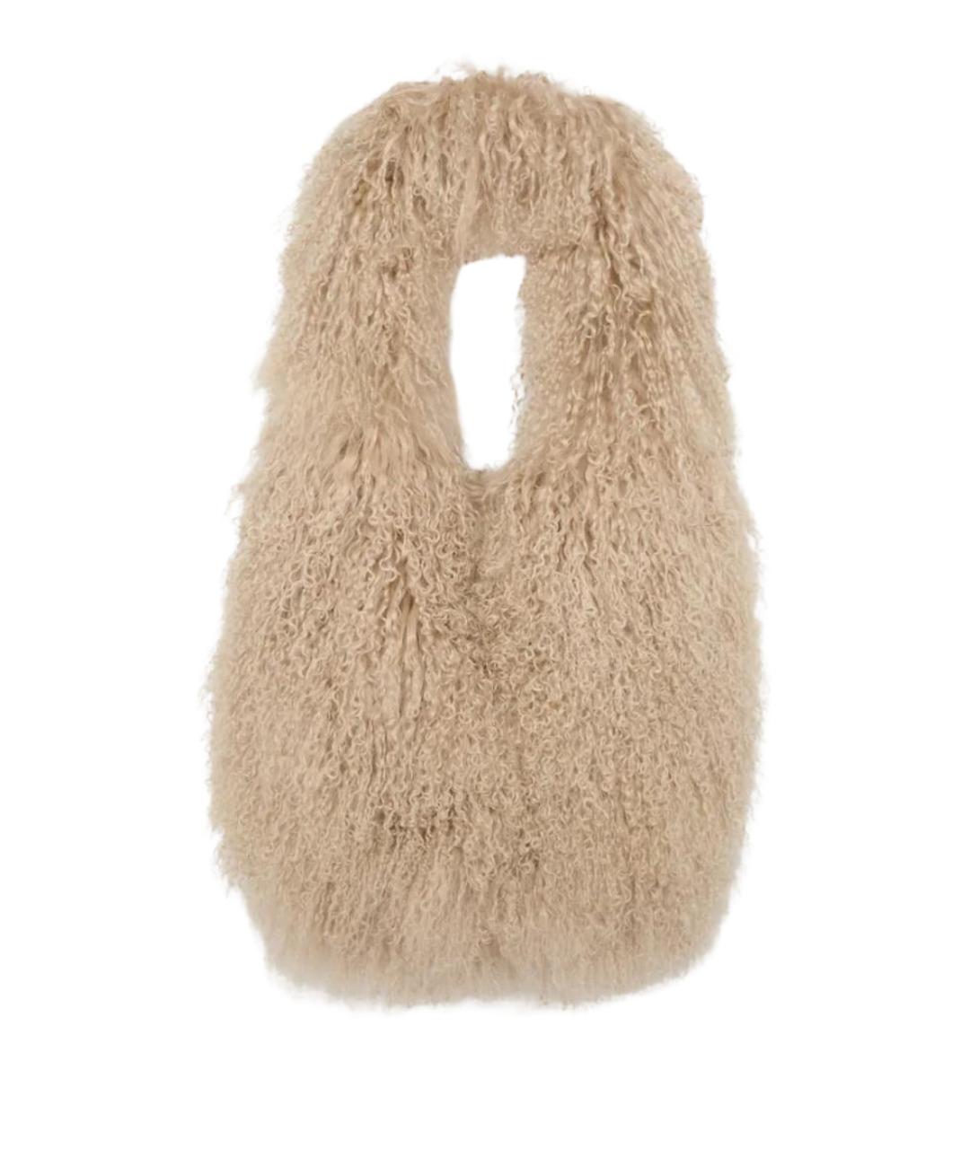YVES SALOMON Бежевая меховая сумка тоут, фото 1