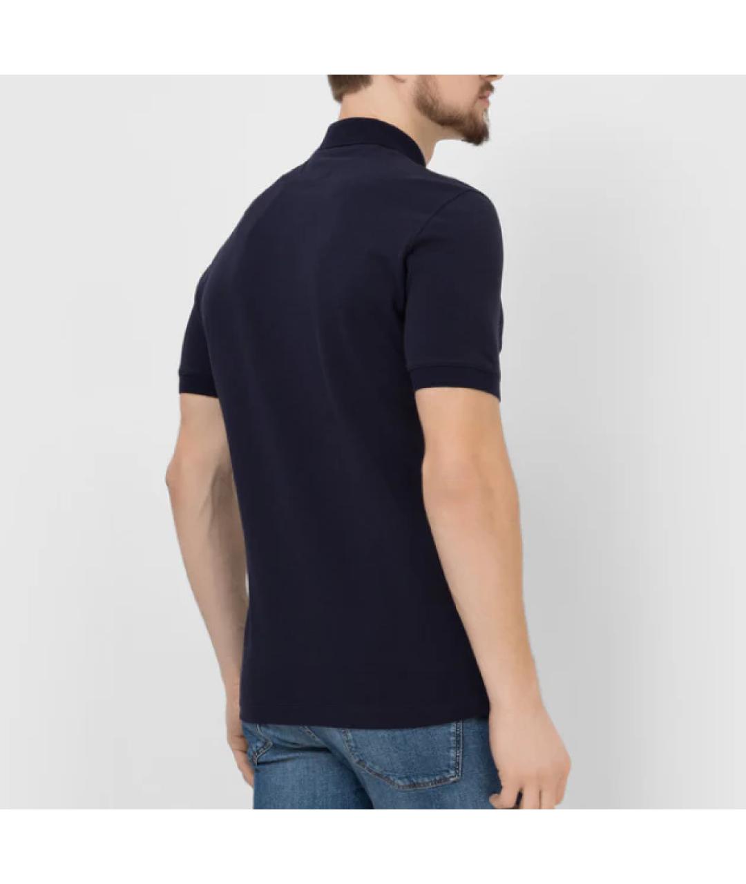 BRUNELLO CUCINELLI Темно-синее хлопковое поло с коротким рукавом, фото 3