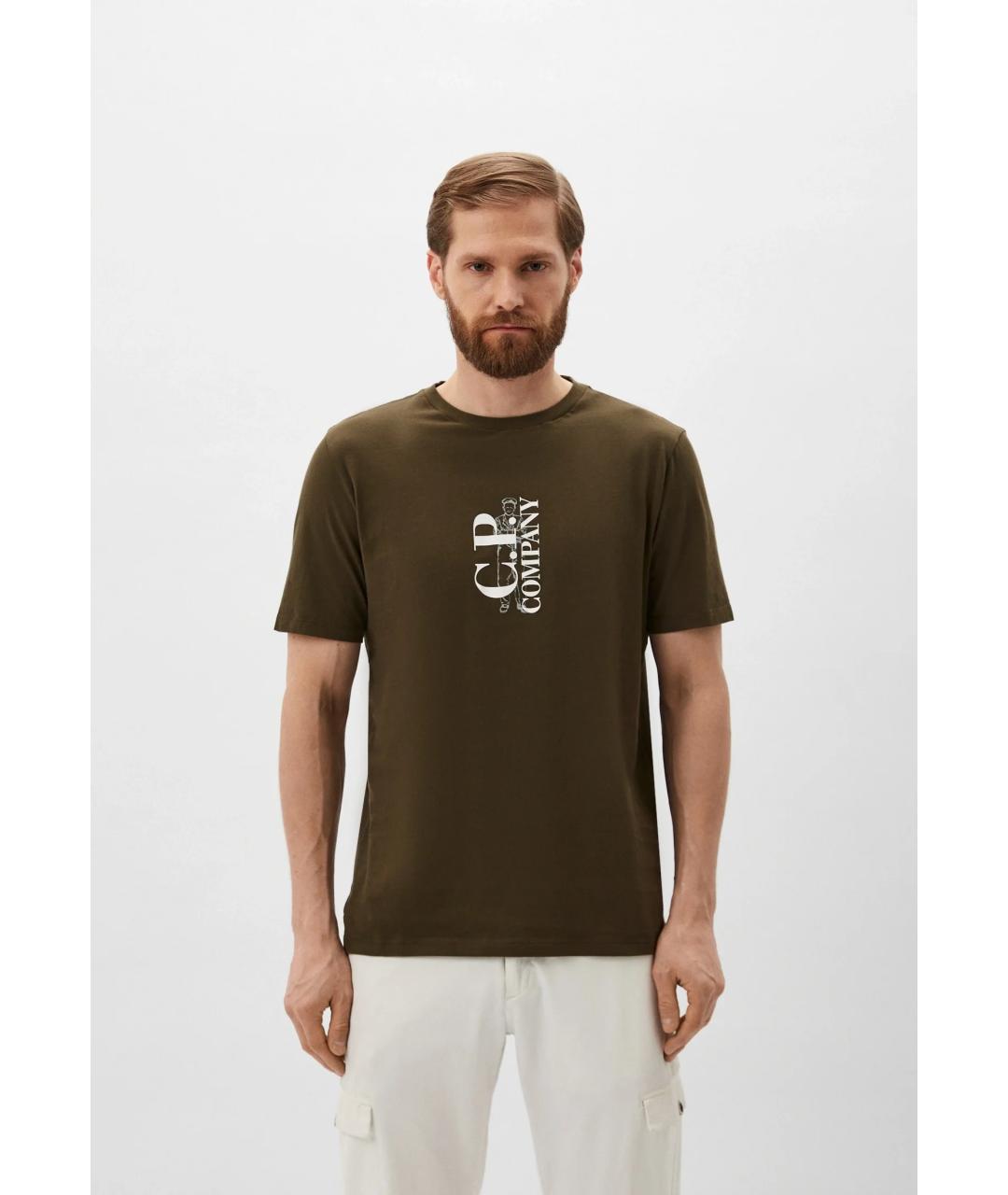 CP COMPANY Зеленая хлопковая футболка, фото 3