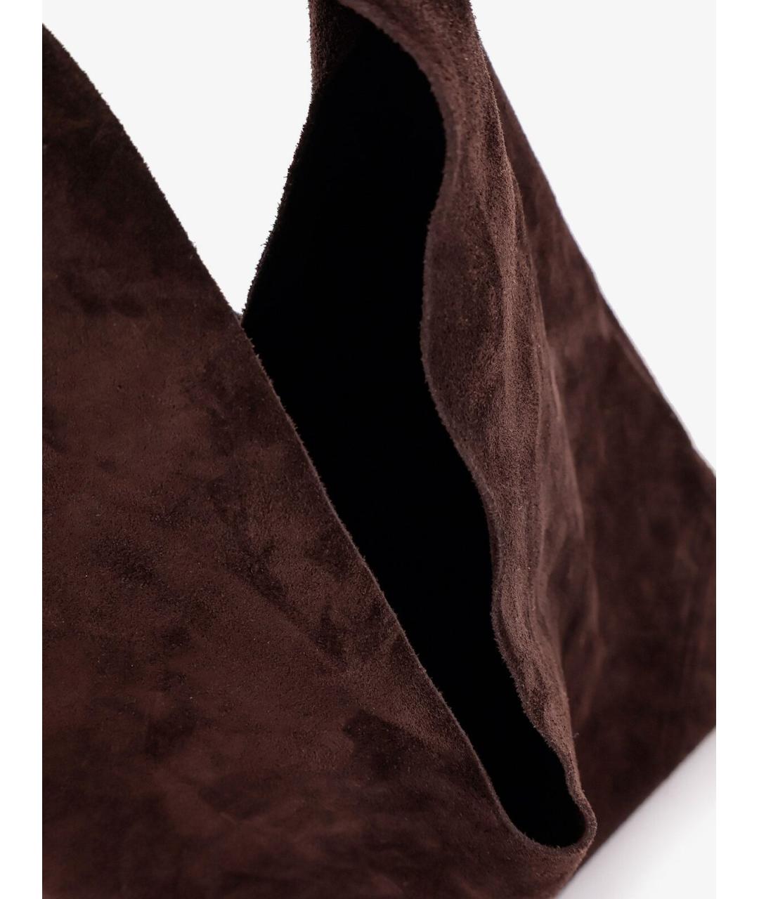 THE ROW Коричневая замшевая сумка с короткими ручками, фото 6
