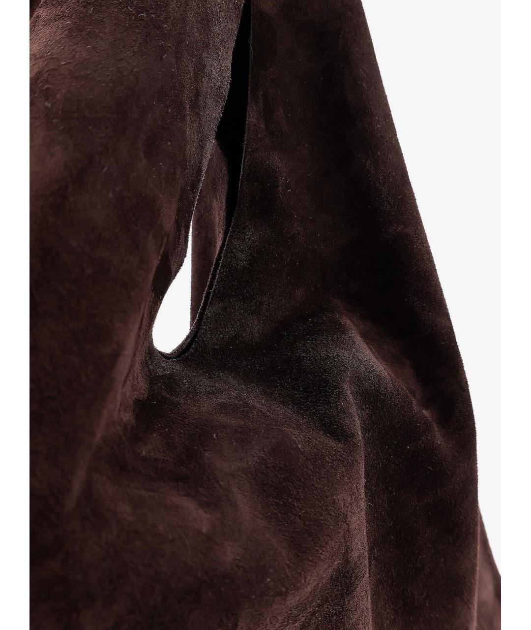THE ROW Коричневая замшевая сумка с короткими ручками, фото 5