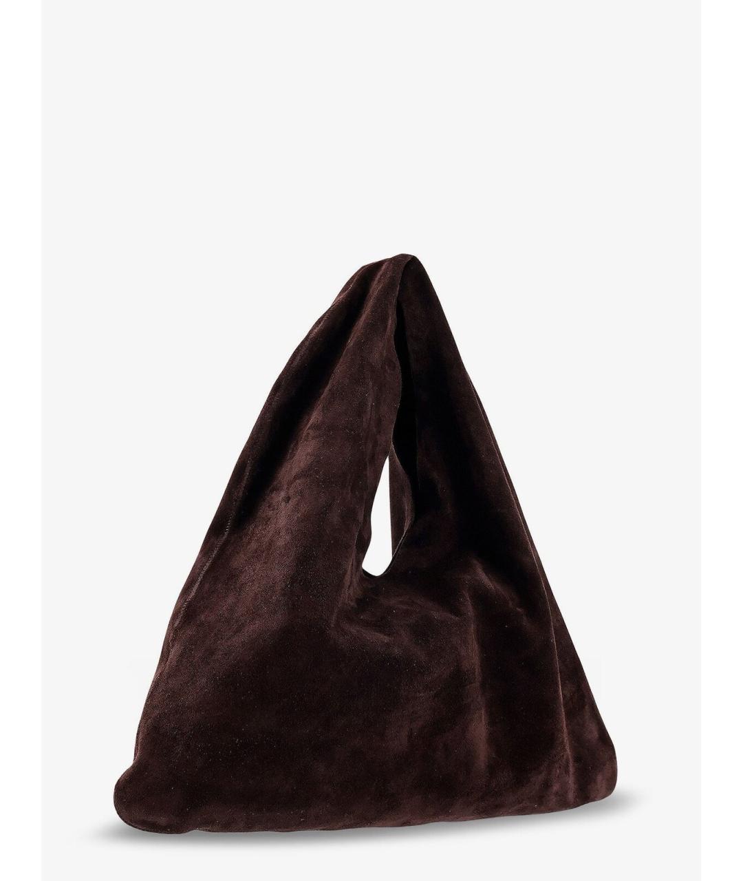 THE ROW Коричневая замшевая сумка с короткими ручками, фото 4