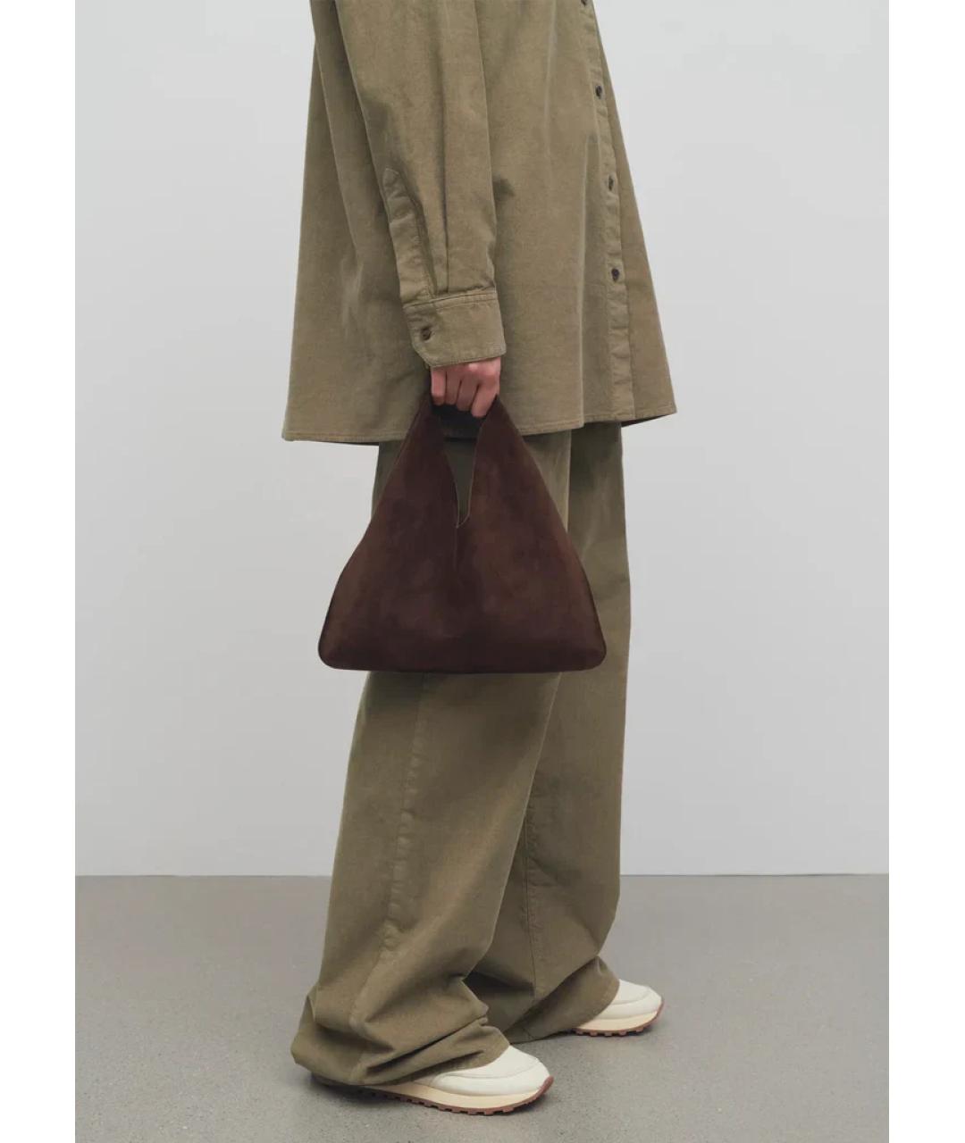 THE ROW Коричневая замшевая сумка с короткими ручками, фото 2