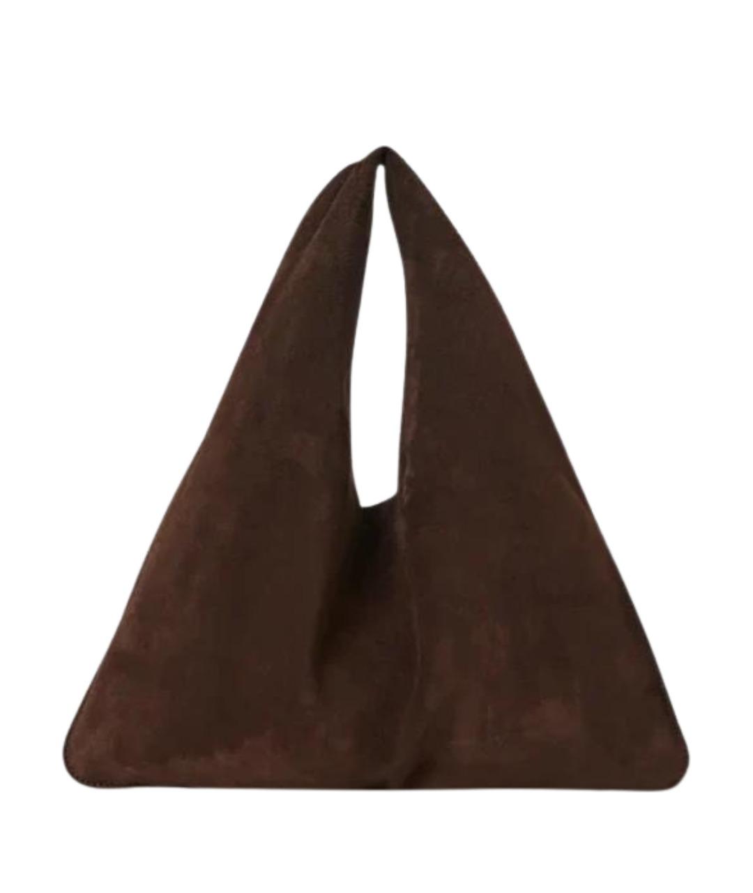 THE ROW Коричневая замшевая сумка с короткими ручками, фото 1