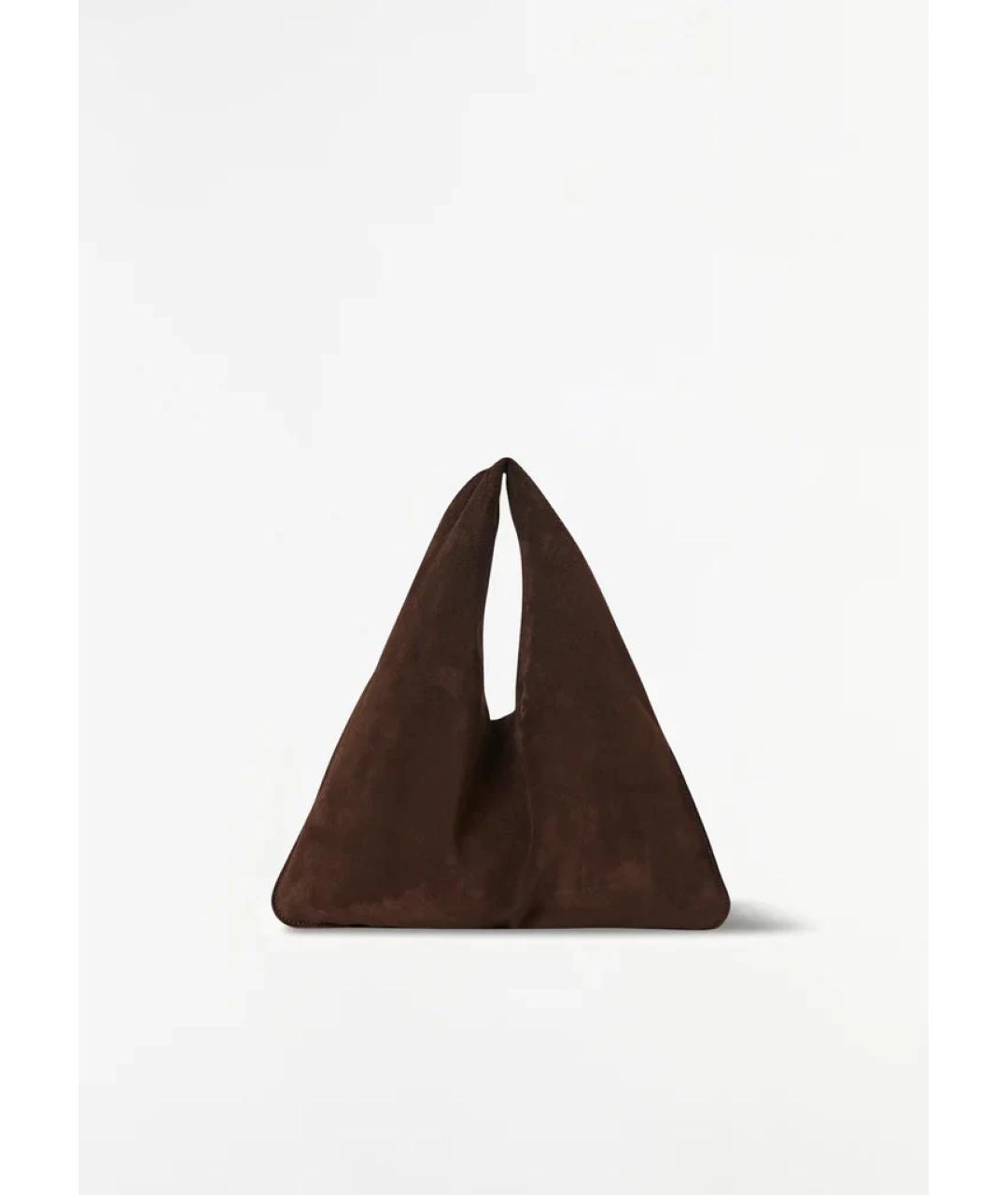 THE ROW Коричневая замшевая сумка с короткими ручками, фото 3