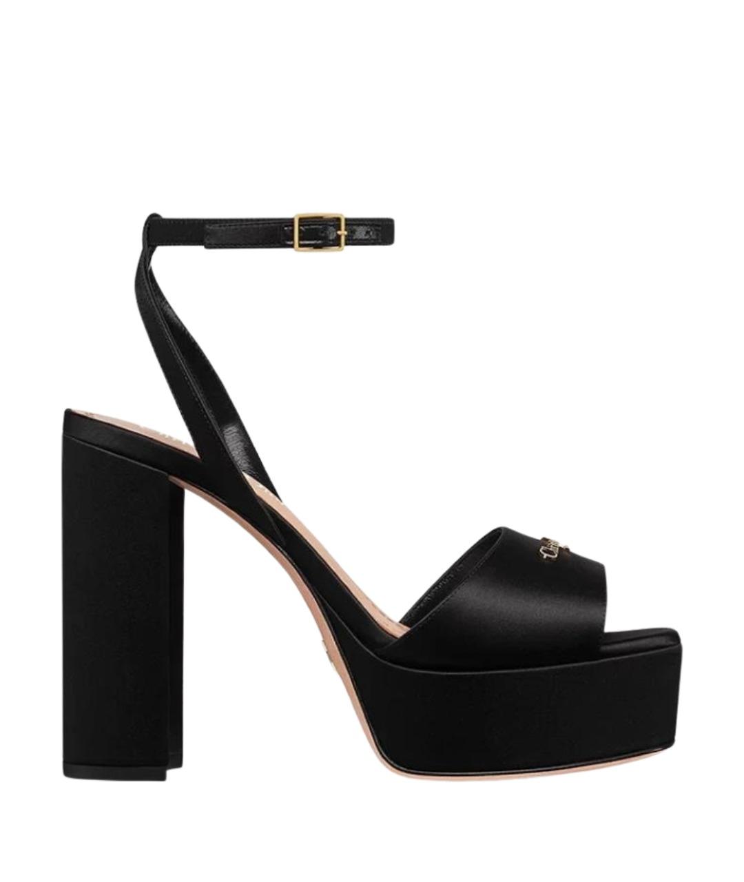 CHRISTIAN DIOR Черные текстильные босоножки, фото 1