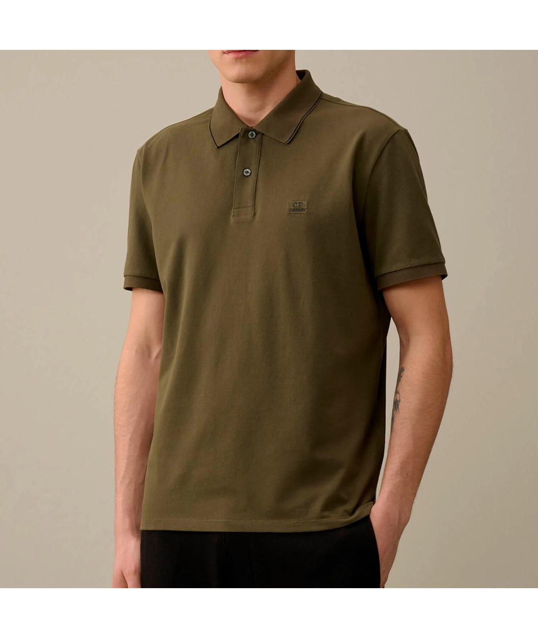 CP COMPANY Зеленые хлопковое поло с коротким рукавом, фото 2
