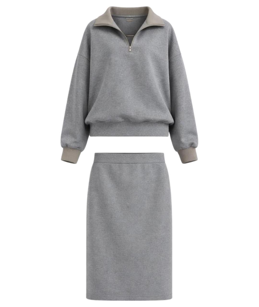 Carven Серый хлопковый костюм с юбками, фото 1