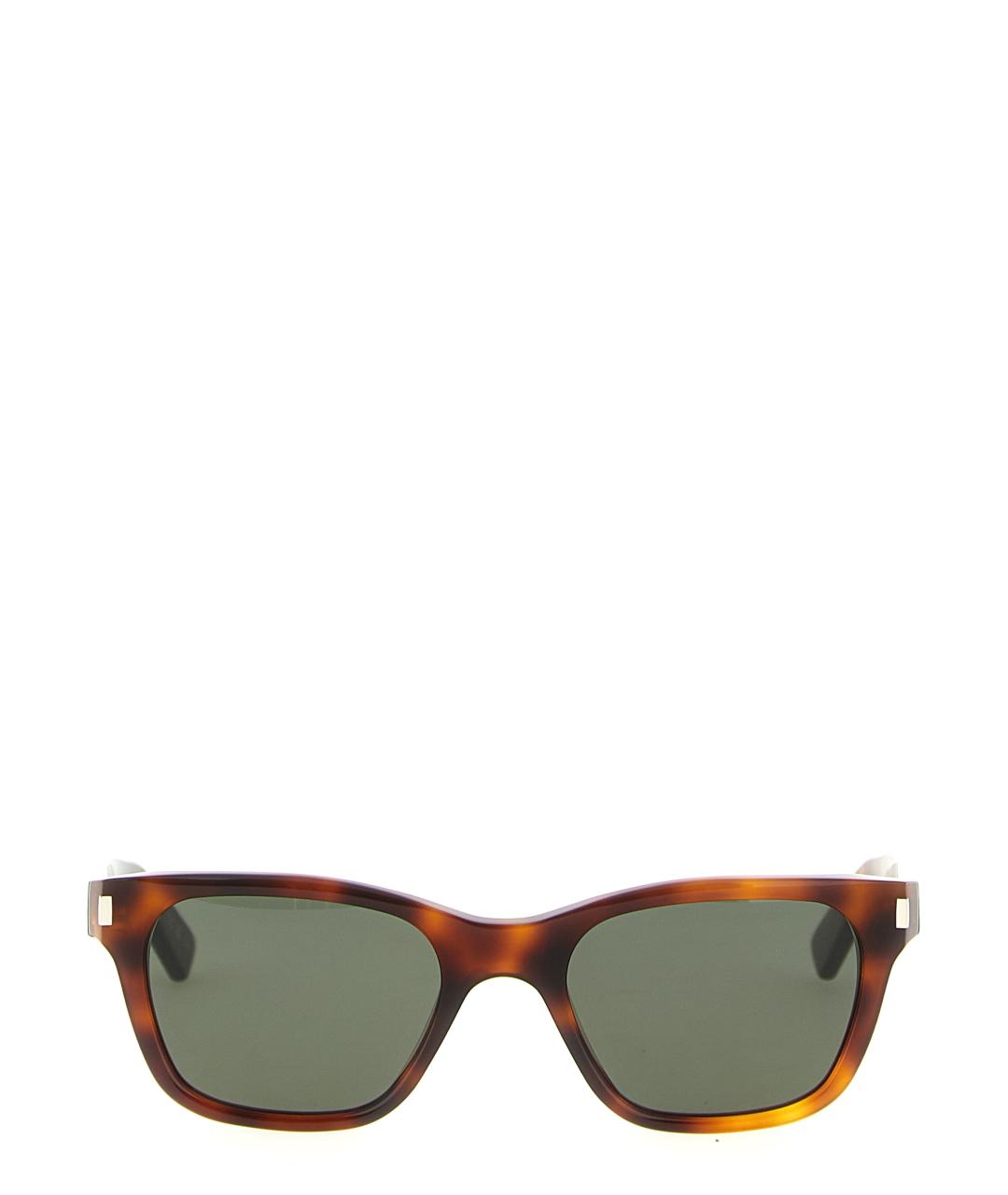 SAINT LAURENT Коричневые пластиковые солнцезащитные очки, фото 1