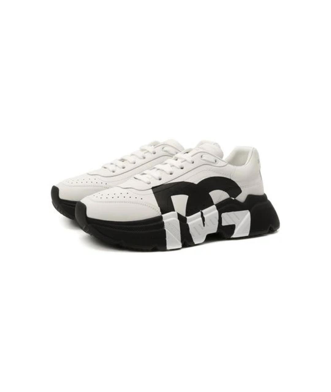 DOLCE&GABBANA Белые кожаные низкие кроссовки / кеды, фото 2