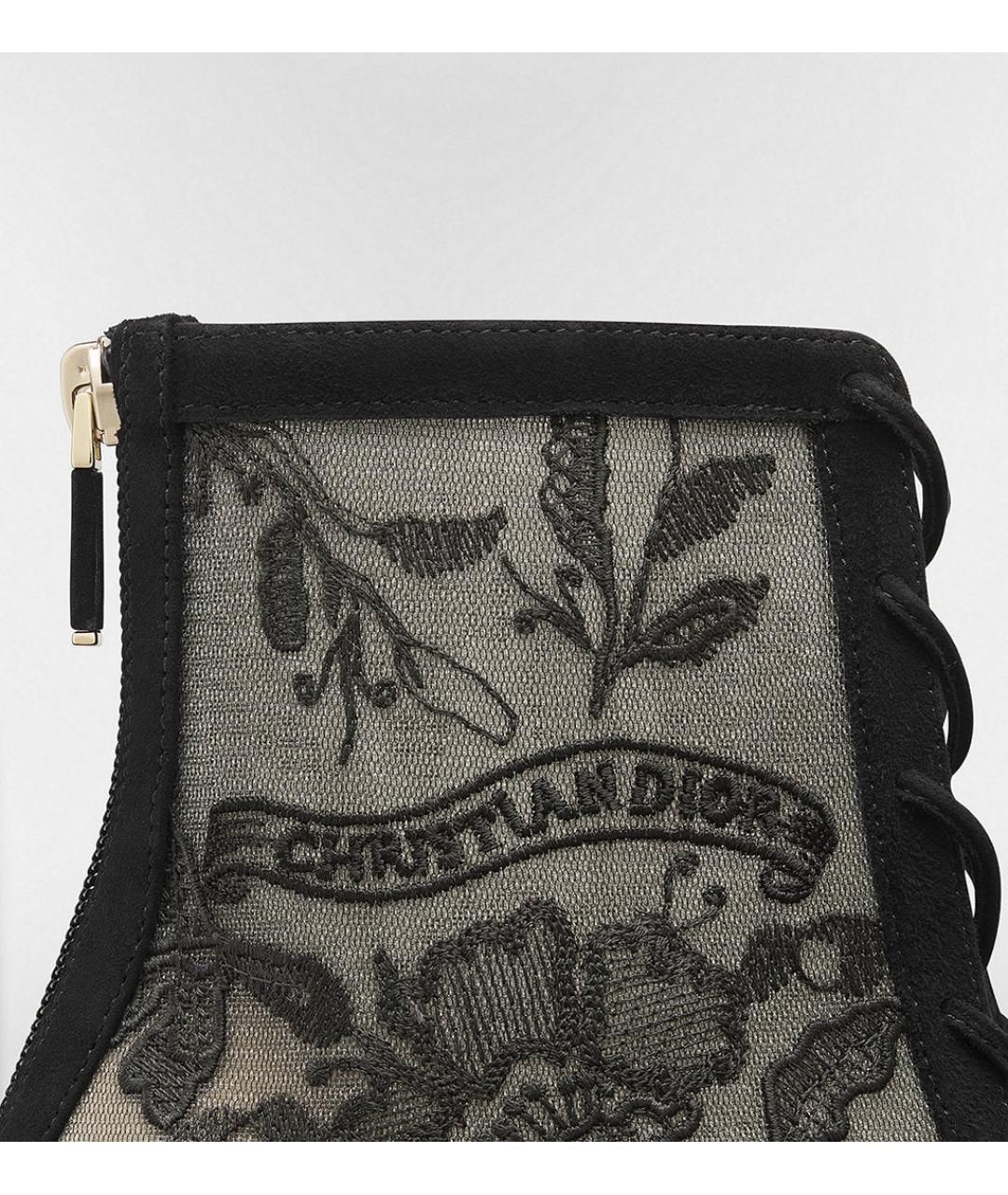 CHRISTIAN DIOR Черные текстильные ботильоны, фото 3