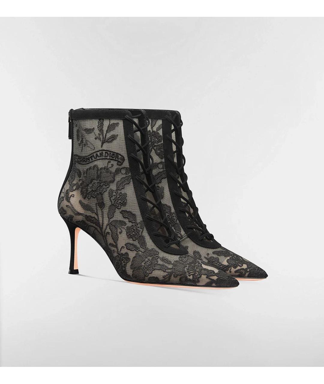 CHRISTIAN DIOR Черные текстильные ботильоны, фото 2