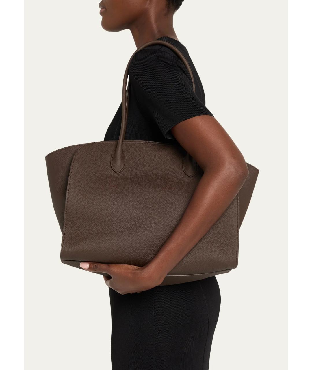 THE ROW Коричневая кожаная сумка тоут, фото 3