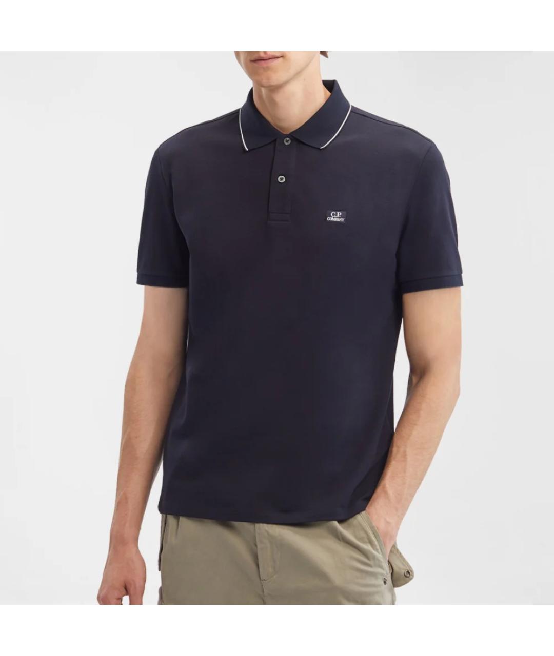 CP COMPANY Синее хлопковое поло с коротким рукавом, фото 2