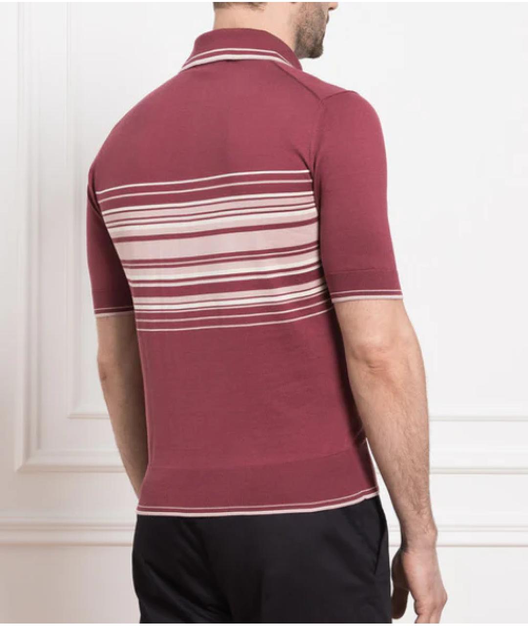 DOLCE&GABBANA Бордовое хлопковое поло с коротким рукавом, фото 3