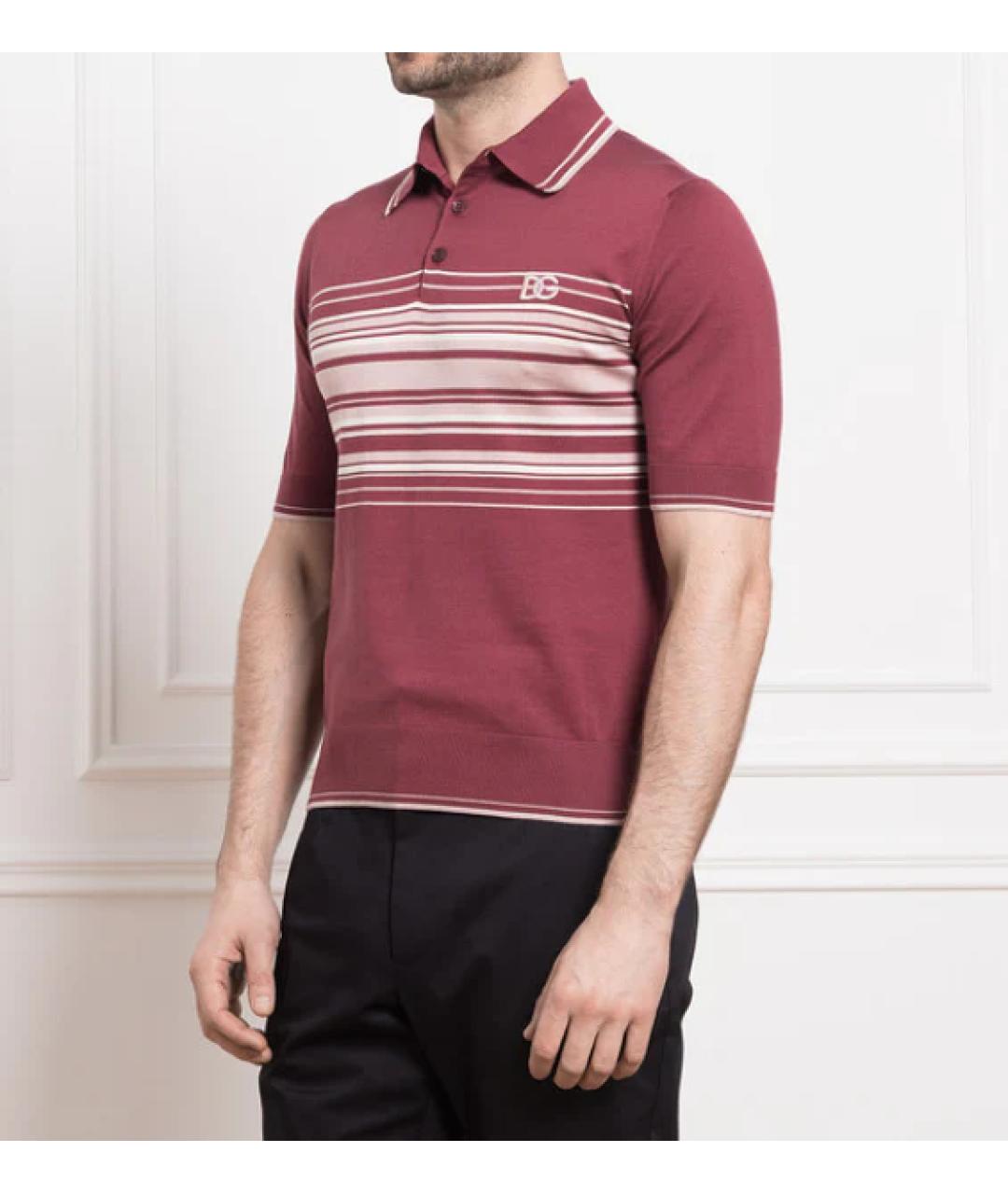 DOLCE&GABBANA Бордовое хлопковое поло с коротким рукавом, фото 2