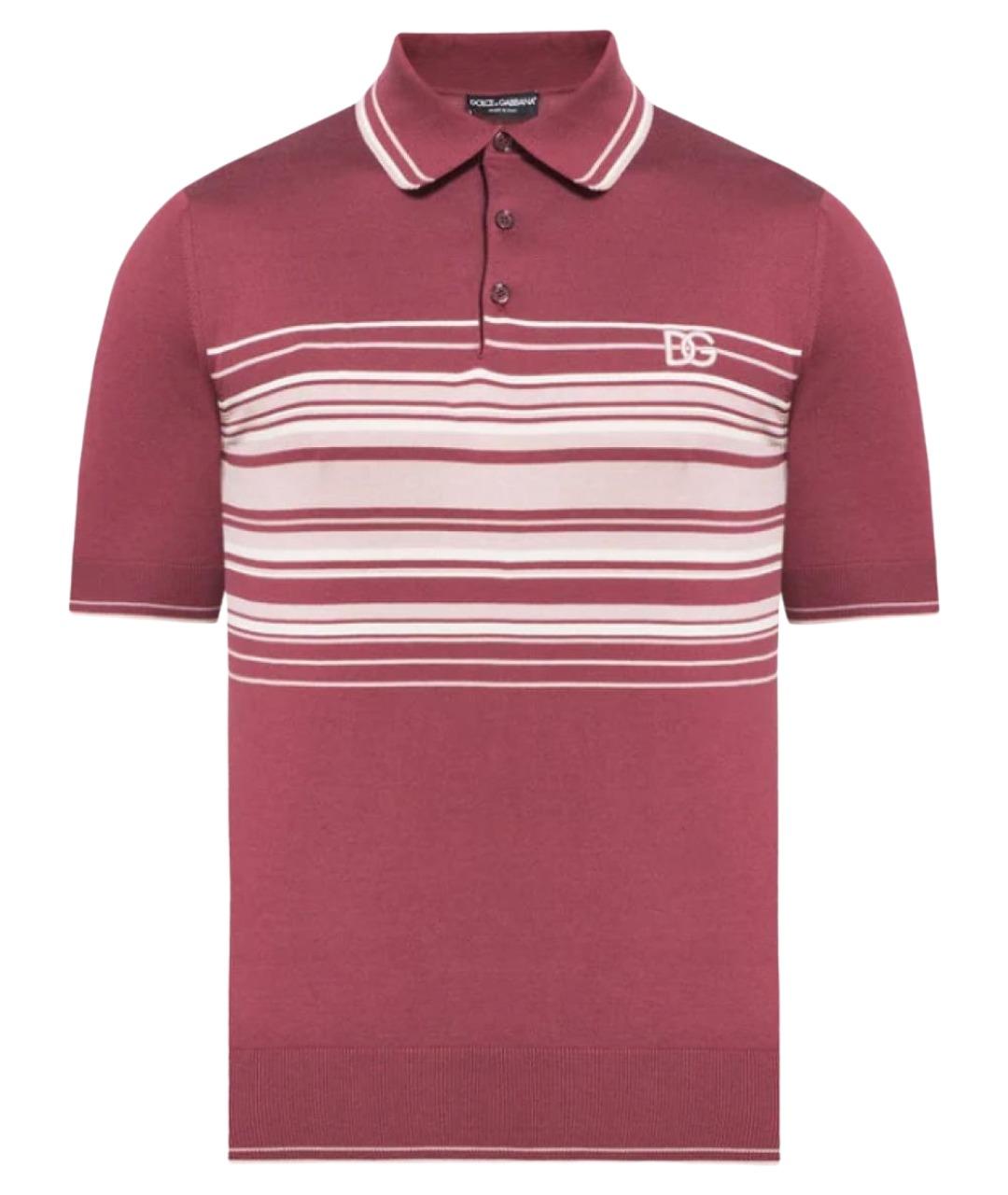 DOLCE&GABBANA Бордовое хлопковое поло с коротким рукавом, фото 1
