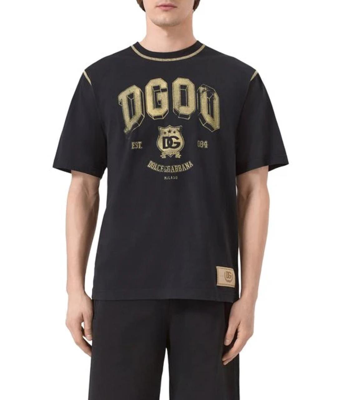 DOLCE&GABBANA Черная хлопковая футболка, фото 2