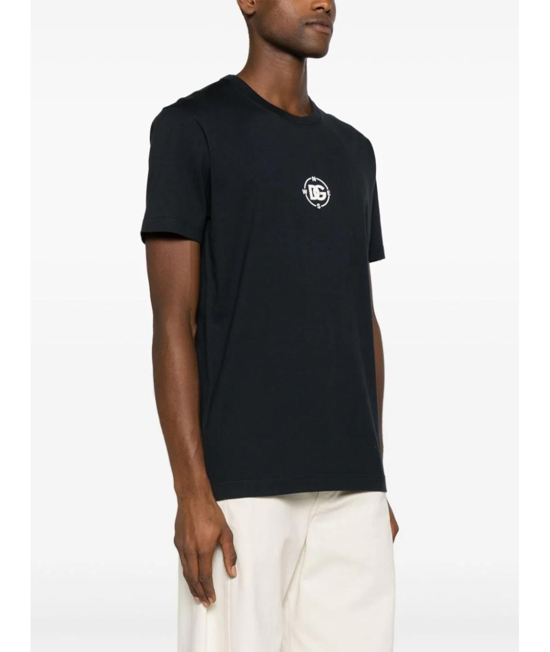 DOLCE&GABBANA Темно-синяя хлопковая футболка, фото 3