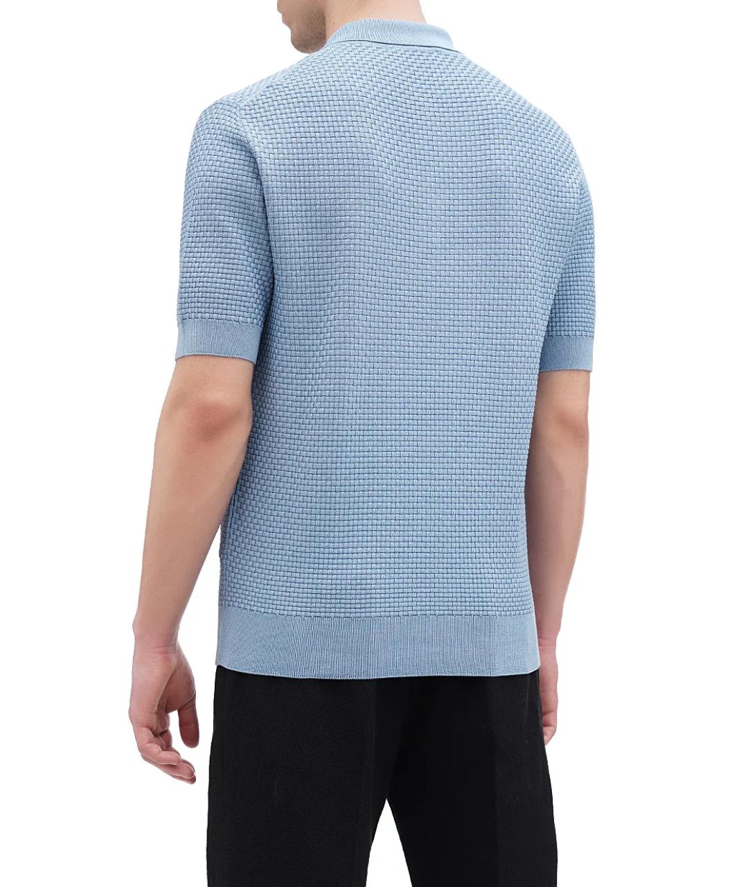 DOLCE&GABBANA Голубое хлопковое поло с коротким рукавом, фото 3