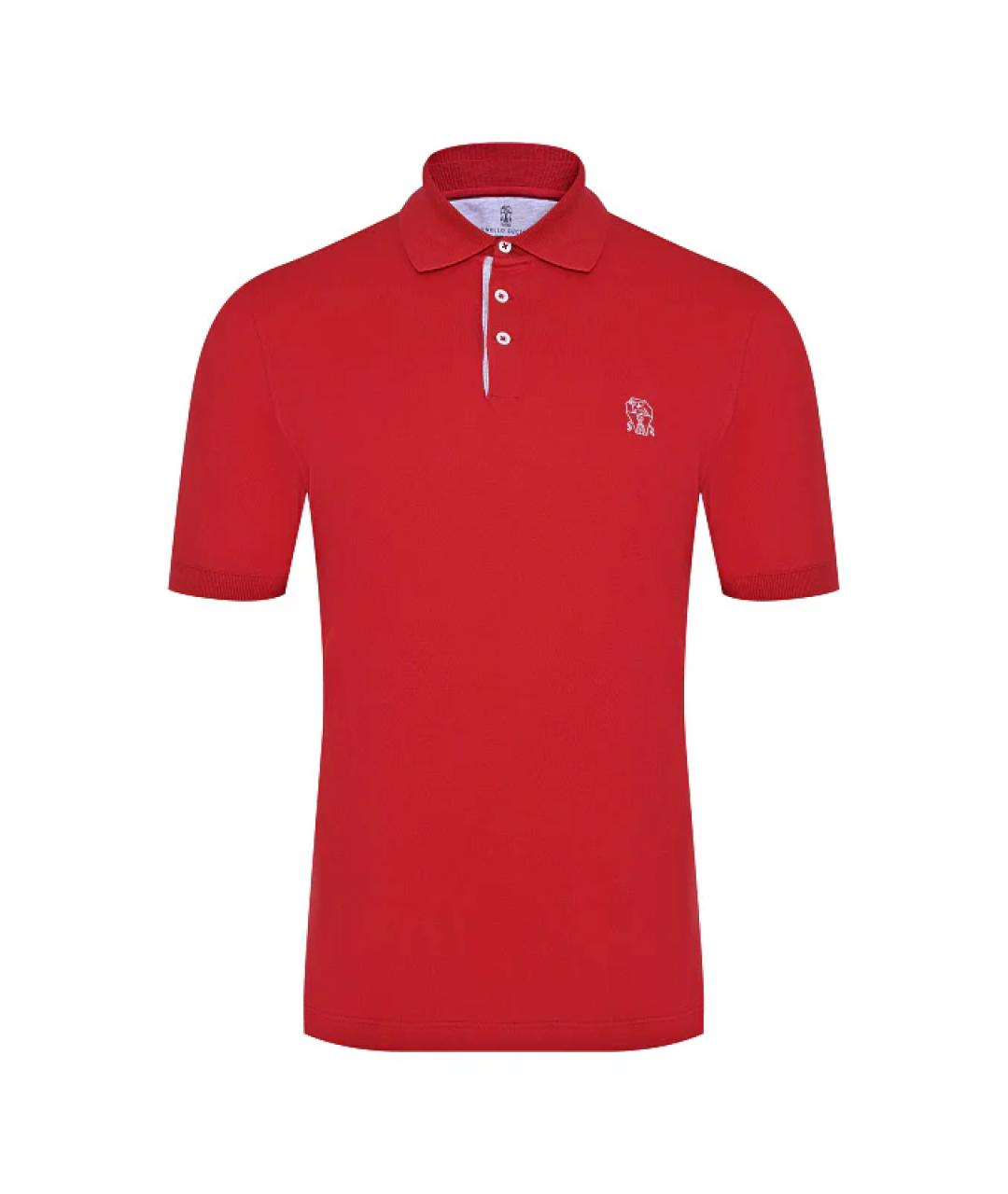 BRUNELLO CUCINELLI Красное хлопковое поло с коротким рукавом, фото 1