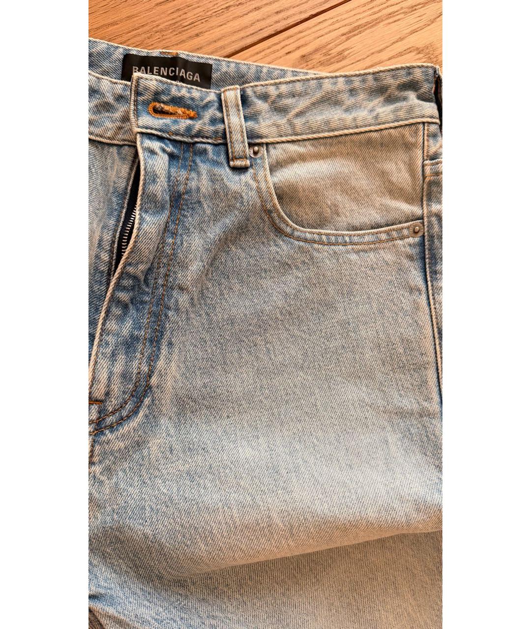 BALENCIAGA Голубые хлопковые джинсы клеш, фото 4