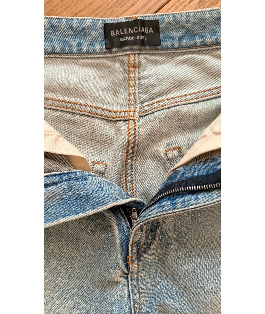 BALENCIAGA Голубые хлопковые джинсы клеш, фото 3