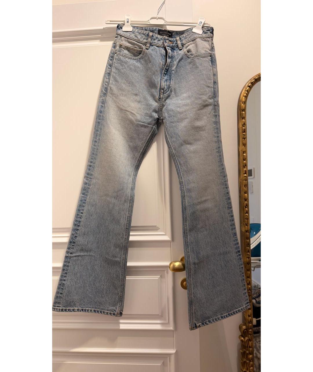 BALENCIAGA Голубые хлопковые джинсы клеш, фото 9