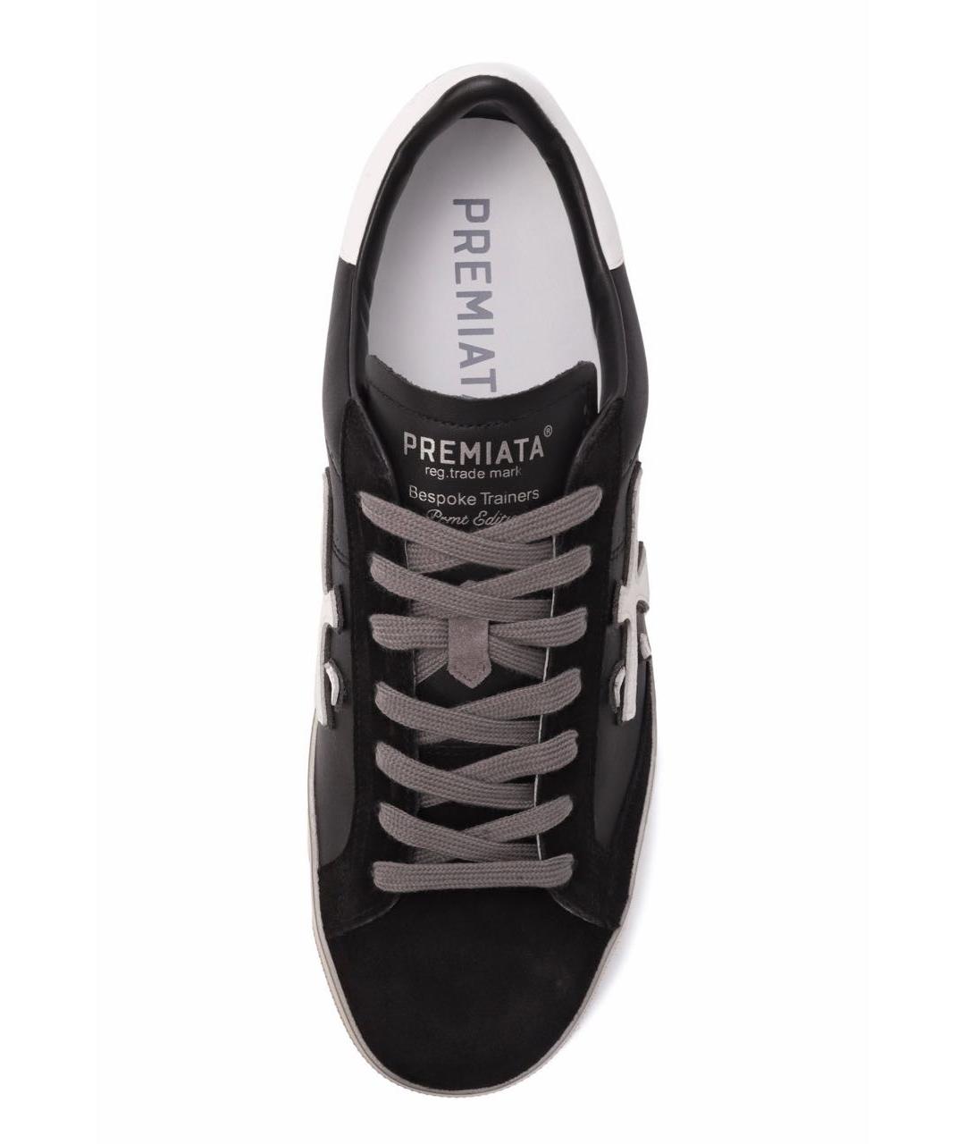 PREMIATA Черные кожаные низкие кроссовки / кеды, фото 6