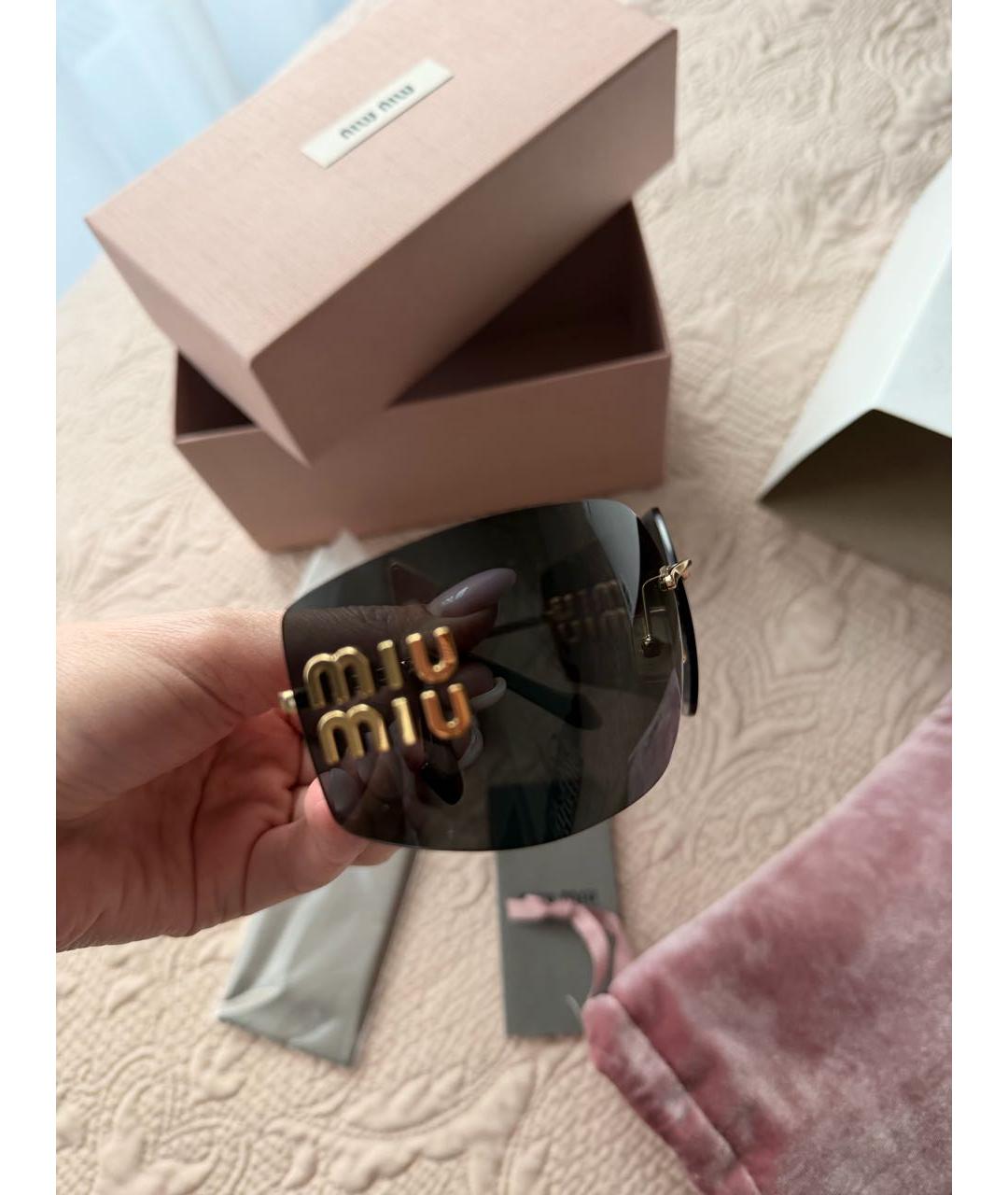 MIU MIU Черные металлические солнцезащитные очки, фото 3