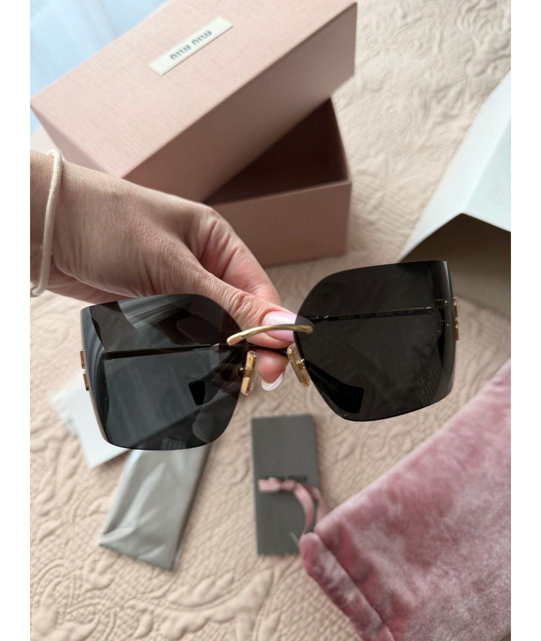 MIU MIU Черные металлические солнцезащитные очки, фото 2