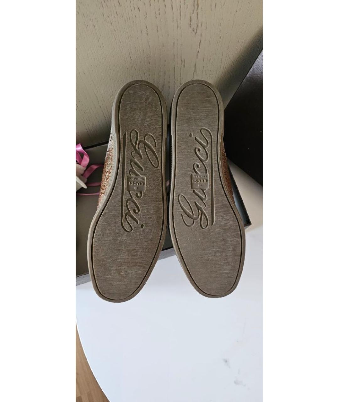 GUCCI Коричневые текстильные кеды, фото 9