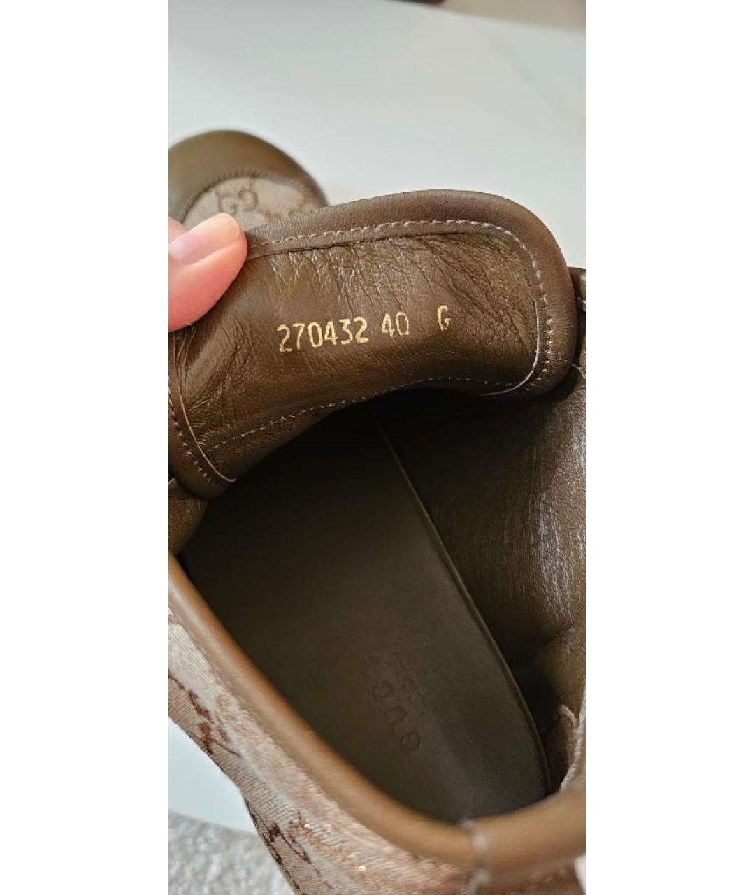 GUCCI Коричневые текстильные кеды, фото 8