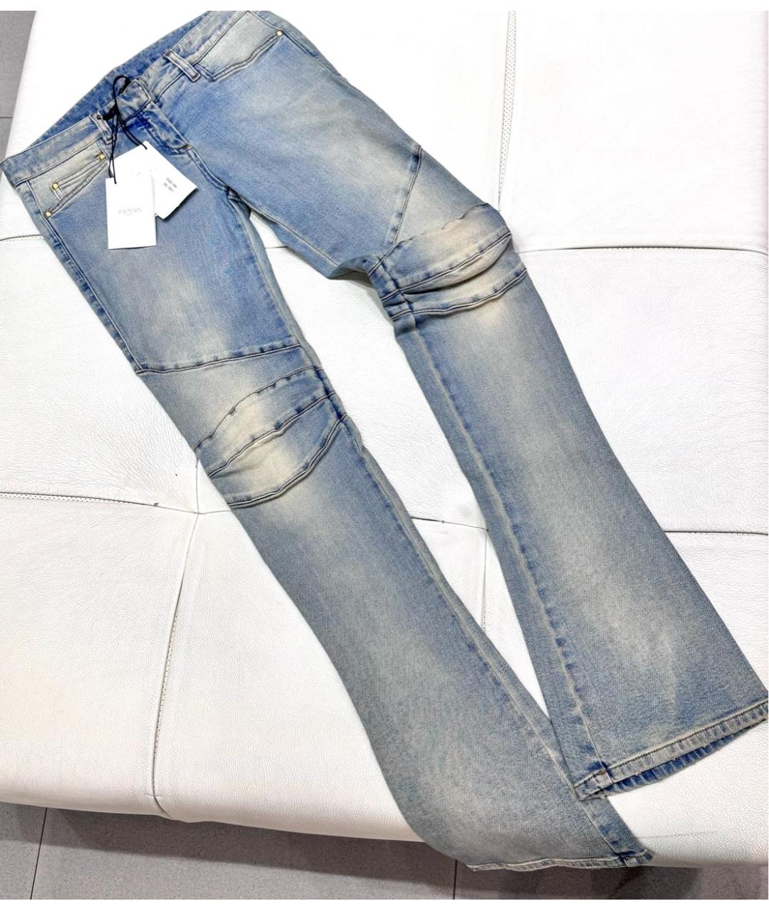 BALMAIN Синие хлопковые джинсы клеш, фото 6