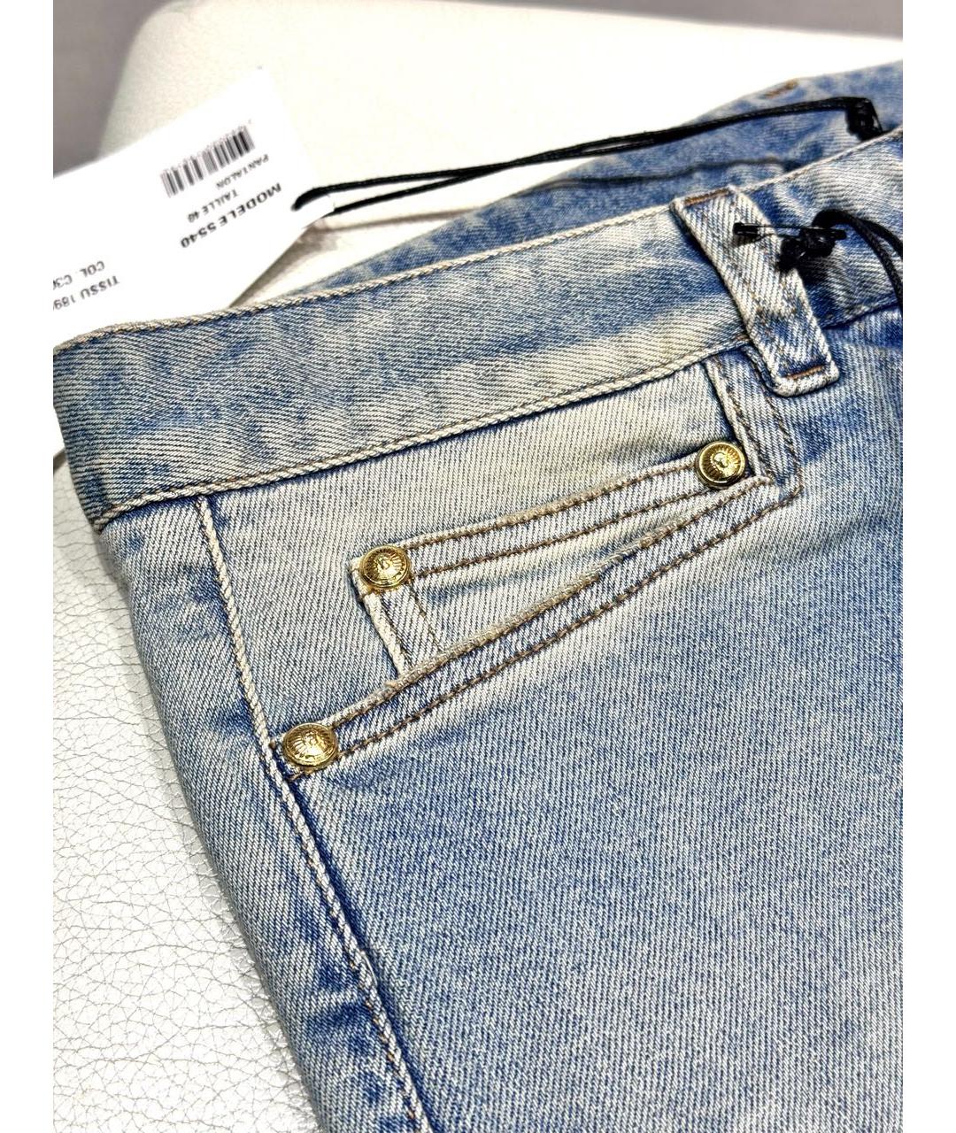 BALMAIN Синие хлопковые джинсы клеш, фото 4