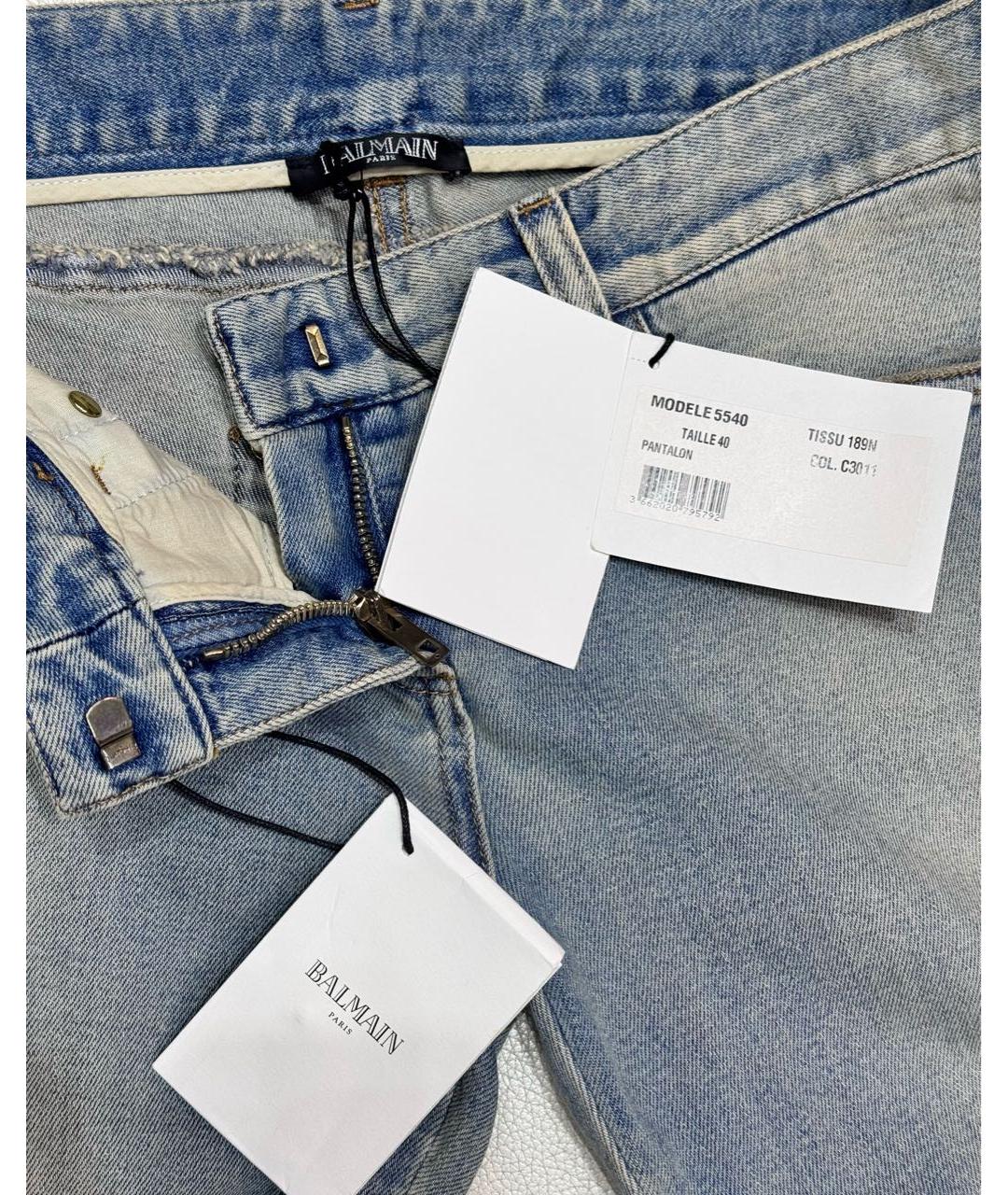 BALMAIN Синие хлопковые джинсы клеш, фото 3